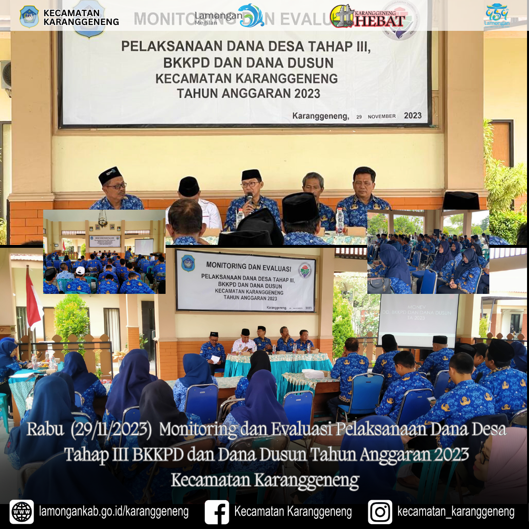 Monitoring dan evaluasi Tahap III BKKPD, Dana Desa dan Dana Dusun Tahun Anggaran 2023